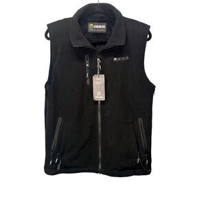 Arris Mens Heated Fleece Vest Black Full Zip FauxFur Lined Size XL New With Tags